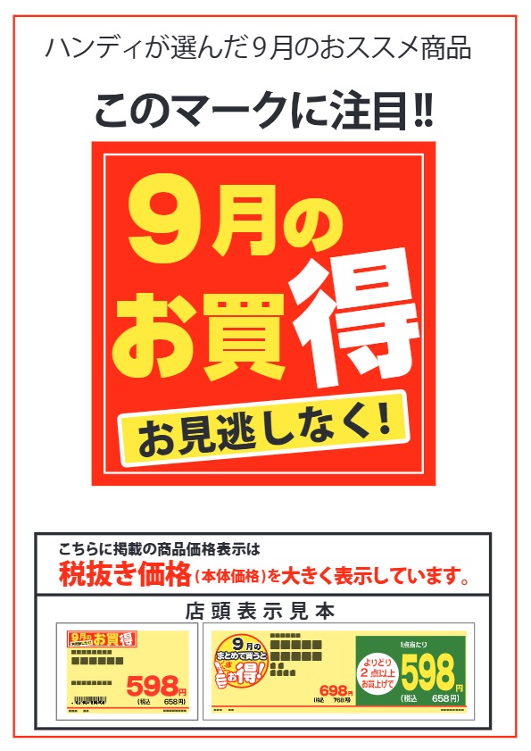 ハンディが選んだ９月のオススメ